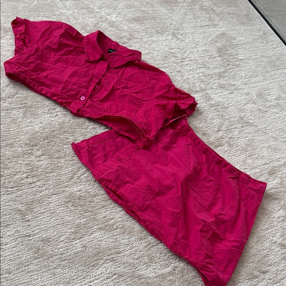PrettyLittleThing Fuchsia Mini Skirt Set